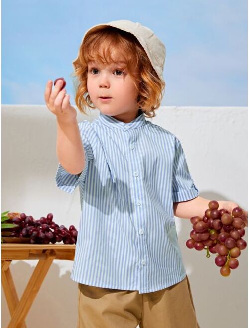 SHEIN Toddler Boys Striped Print Shirt
