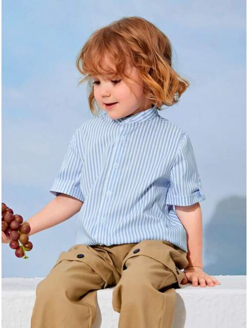 SHEIN Toddler Boys Striped Print Shirt