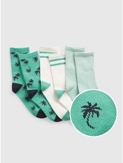 Kids Cotton Printed Summer Crew Socks (3-Pack)