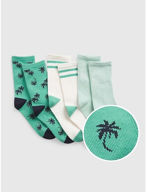 GAP Kids Cotton Printed Summer Crew Socks (3-Pack)
