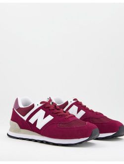 574 sneakers in burgundy and white