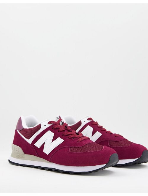 New Balance 574 sneakers in burgundy and white