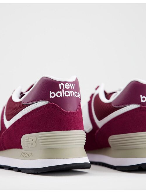 New Balance 574 sneakers in burgundy and white