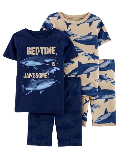 Carter's Big Boys 4-Piece Shark Snug Fit T-shirt and Pajama Set