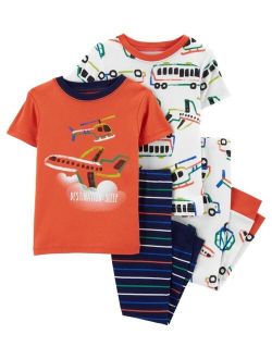 Toddler Boys 4-Piece Helicopter Snug Fit T-shirt and Pajama Set