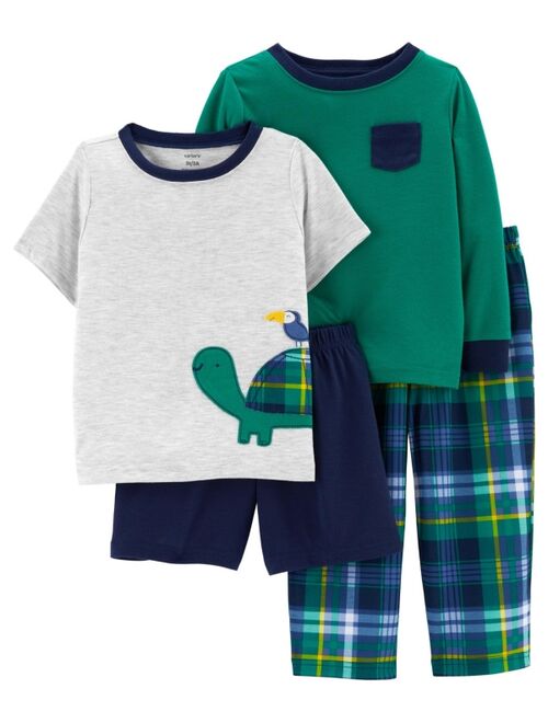 Carter's Toddler Boys 4-Piece Plaid Loose Fit T-shirt, Shorts and Pajama Set
