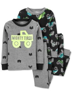 Toddler Boys Monster Truck Cotton Pajamas Set