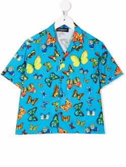 Kids butterfly-print short-sleeved shirt