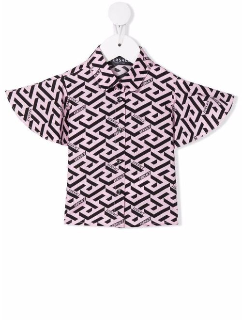 Versace Kids logo button-down shirt