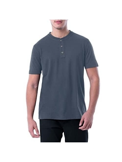 Men's Short Sleeve Soft Washed Cotton Henley T-Shirt