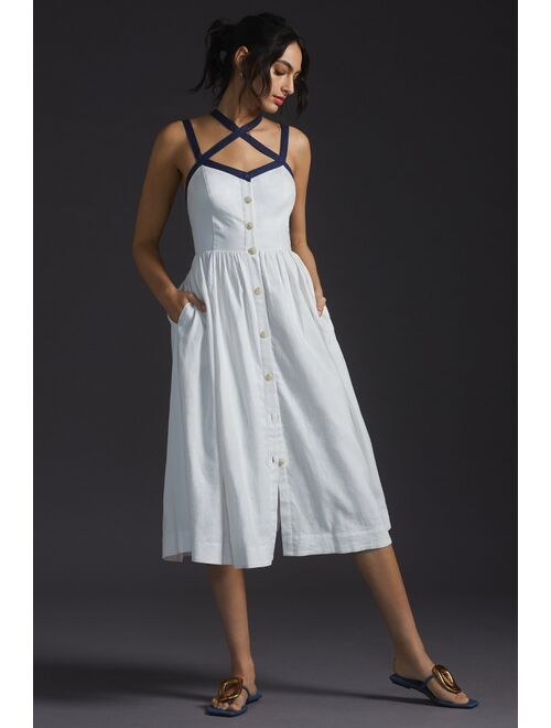 Maeve Strappy Button-Front Midi Dress