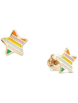 Macy's Children's Striped Enamel Star Stud Earrings in 14k Gold