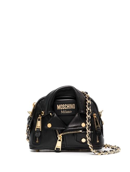 Moschino biker jacket-style leather crossbody bag