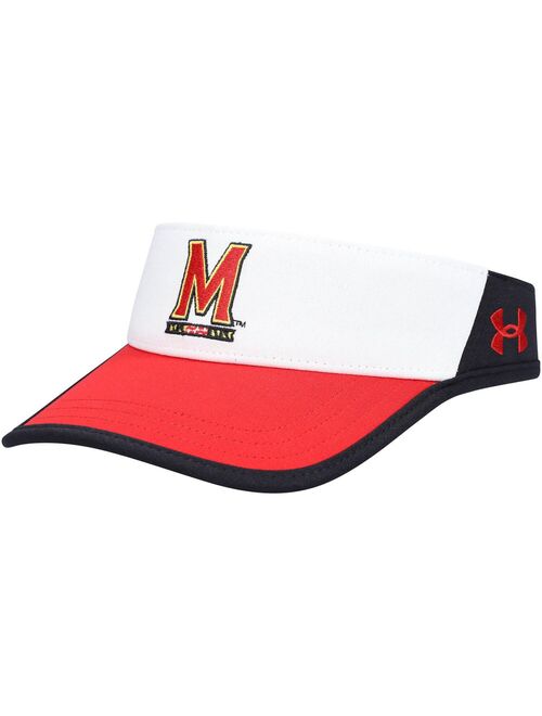 Men's Under Armour White/Red Maryland Terrapins 2021 Sideline Performance Visor
