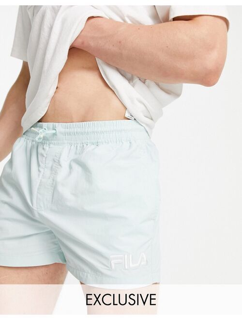 Fila small logo shorts in pastel blue exclusive to ASOS
