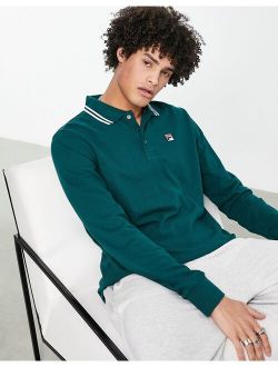 long sleeve polo with logo in green