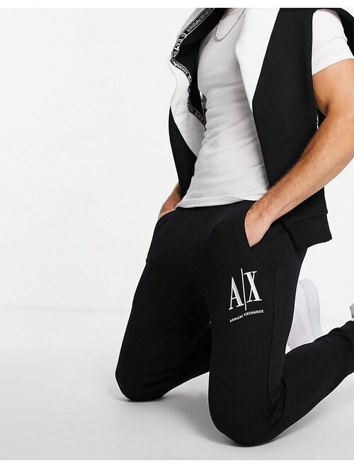 Armani Exchange Icon AX large logo sweat sweatpants in black