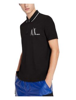 A|X Armani Exchange Men's AX Beats Logo-Print 1/4-Zip Polo Shirt