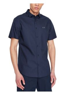 A|X Armani Exchange Men's Slim-Fit Logo Label Short-Sleeve Shirt