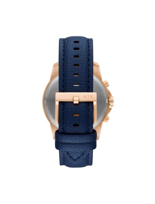 A|X Armani Exchange Men's Chronograph Blue Leather Strap Watch 44mm