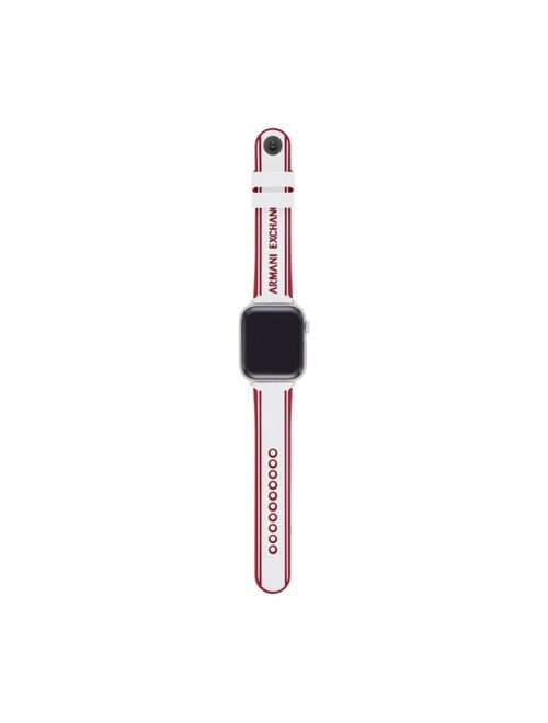 A|X Armani Exchange Men's Red and White Silicone Band for Apple Watch 42 mm- 44 mm