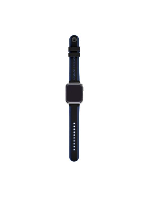 A|X Armani Exchange Men's Black and Blue Silicone Band for Apple Watch 42 mm- 44 mm