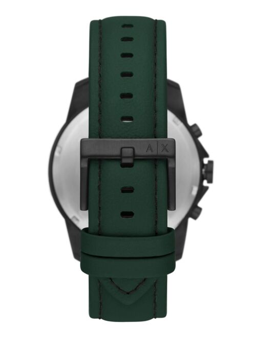 A|X Armani Exchange Men's Chronograph Banks Dark Green Leather Strap Watch 44mm