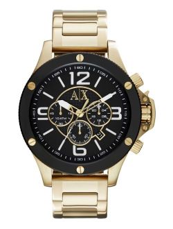 A|X Armani Exchange Men's Chronograph Gold Tone Stainless Steel Bracelet Watch 48mm