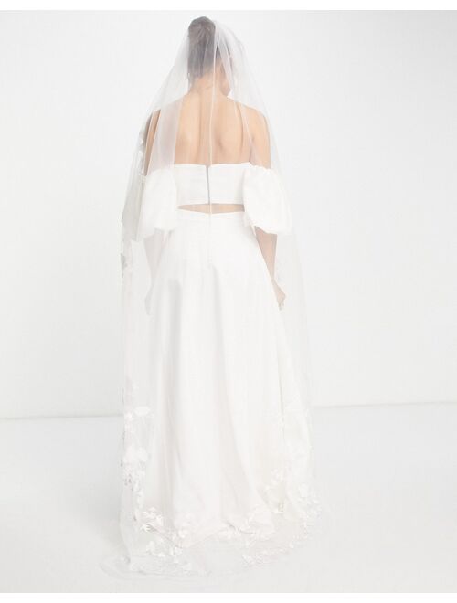 ASOS EDITION delicate floral embroidered floor length veil in ivory