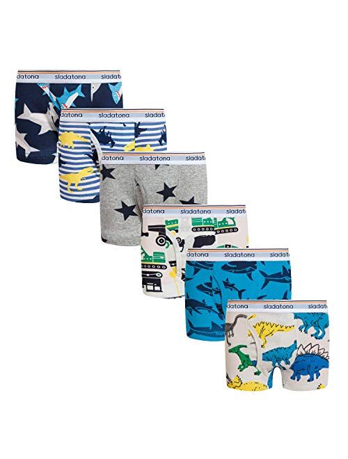 Sladatona Boys Boxer Briefs Shorts Cotton Dinosaur Shark Baby Toddler Underwear for Kids Boy 3/6 Pack