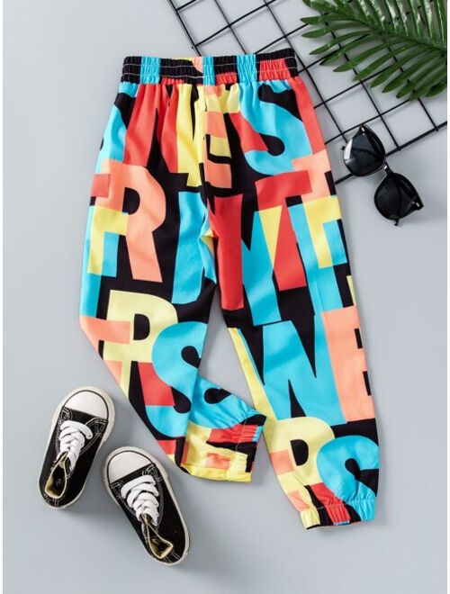 Shein Toddler Boys Allover Letter Graphic Pants