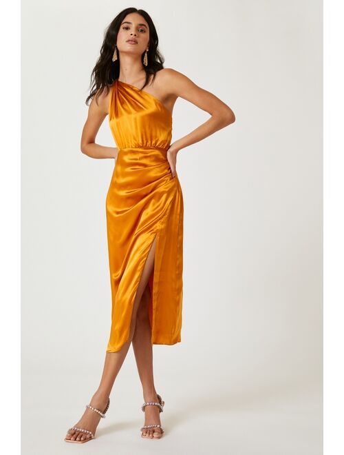 Anthropologie One-Shoulder Silk Midi Dress