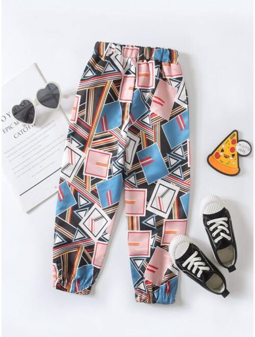Shein Toddler Boys Geo Graphic Carrot Pants