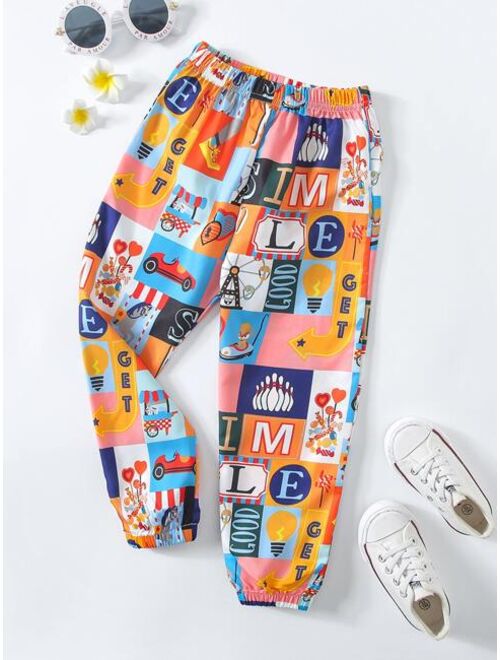 Shein Toddler Boys Patchwork Print Pants