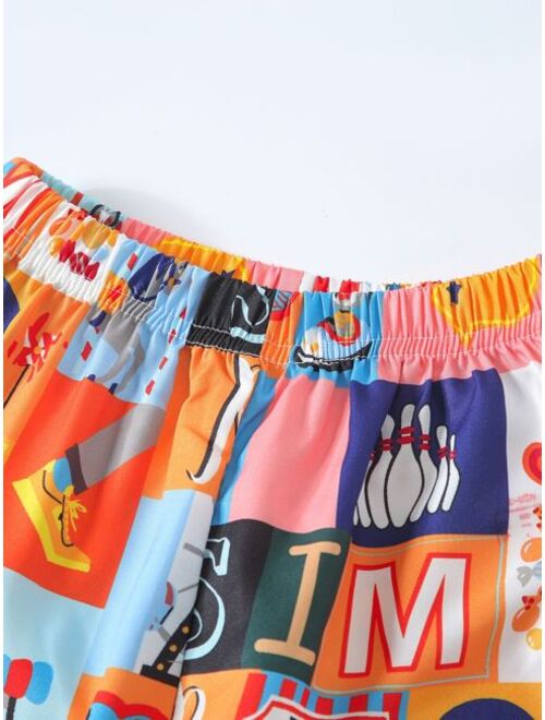 Shein Toddler Boys Patchwork Print Pants