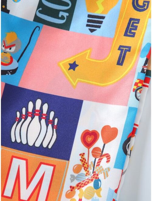 Shein Toddler Boys Patchwork Print Pants