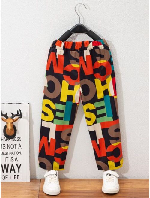 Shein Toddler Boys Letter Graphic Pants
