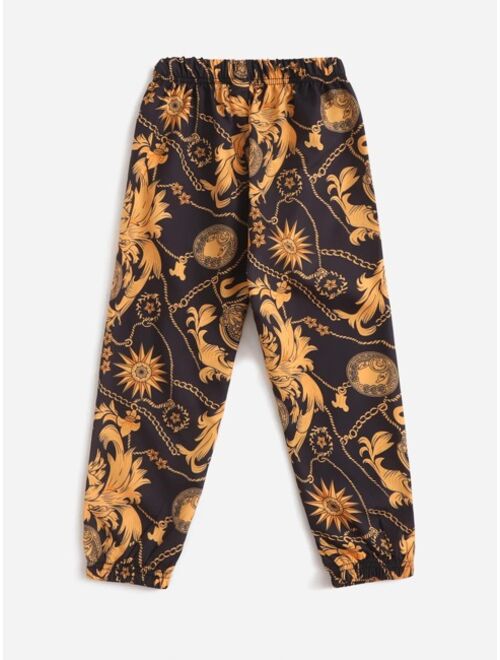 Shein Toddler Boys Chain & Star Print Pants