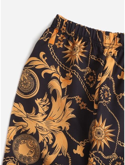 Shein Toddler Boys Chain & Star Print Pants