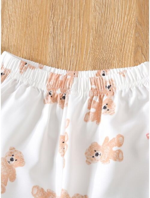 Shein Toddler Boys Bear Print Carrot Pants