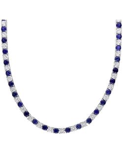 Stella Grace Sterling Silver Lab-Created Blue & White Sapphire Tennis Necklace