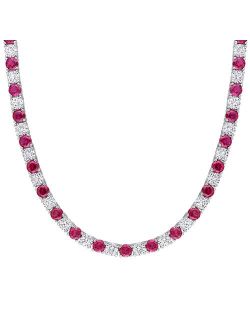 Stella Grace Sterling Silver Lab-Created Ruby & Lab-Created White Sapphire Tennis Necklace