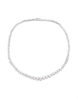 Macy's Graduated Cubic Zirconia Tennis Necklace In Silver Plate or Gold Plate