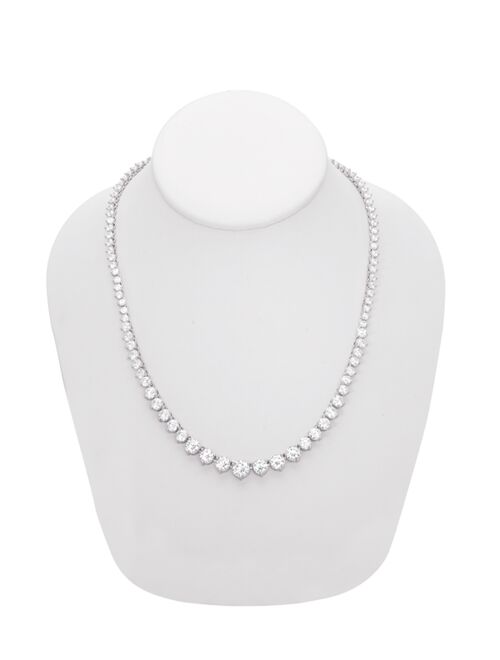 Macy's Graduated Cubic Zirconia Tennis Necklace In Silver Plate or Gold Plate