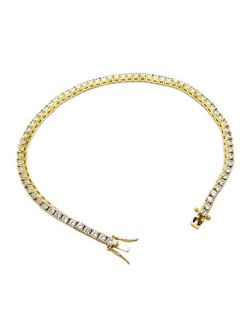 CBC Crown Women's Girl's Stone Studded Tennis Chain Anklet Ankle Bracelet in Gold or Silver Tone
