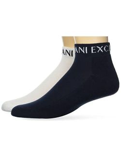 A|X ARMANI EXCHANGE mens Logo Ankle Socks 2-pack