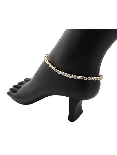 NYFASHION101 Women's 4mm Cubic Zirconia Tennis Chain Ankle Bracelet Anklet