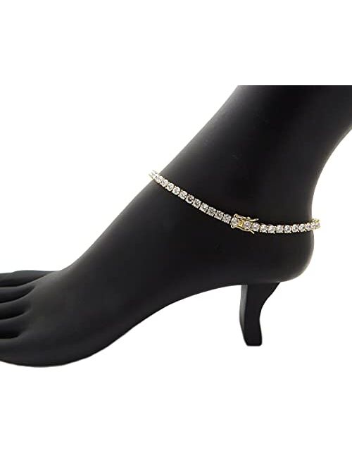 NYFASHION101 Women's 4mm Cubic Zirconia Tennis Chain Ankle Bracelet Anklet