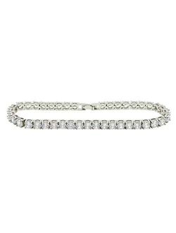 CALOZITO Summer Jewelry White Clear 5A Cz Tennis Chain Anklet For Women Girl (25cm)