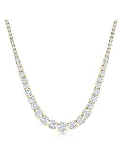 NYC Sterling Womens Necklace Round Cubic Graduated Zirconia Tennis Necklace